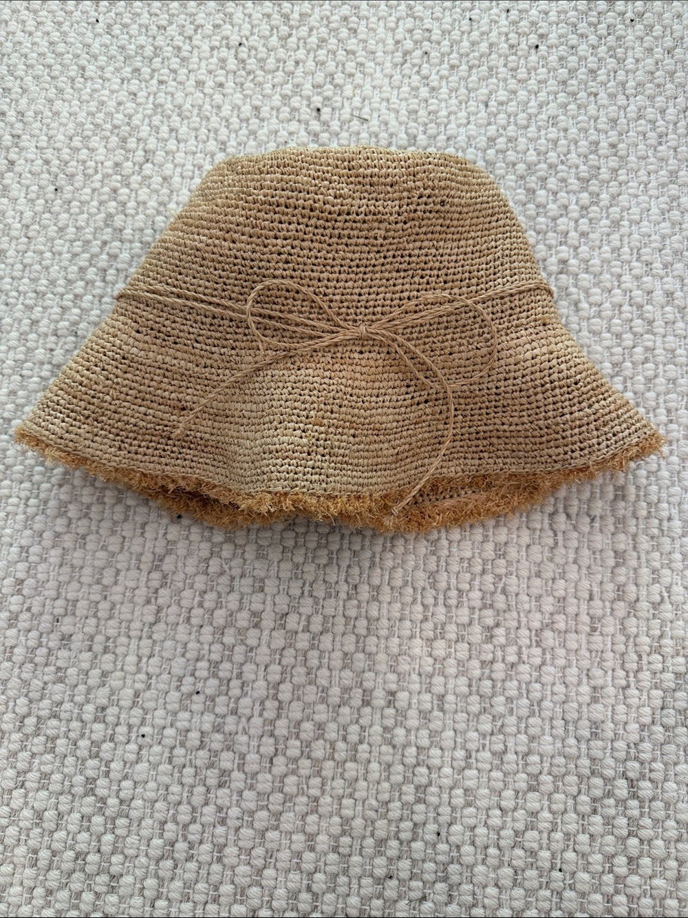 Hat Attack Straw-Look Crochet Bucket Hat in Light Brown